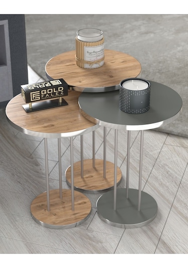 Zigon Sehpa Terra Gümüş Ceviz Antrasit