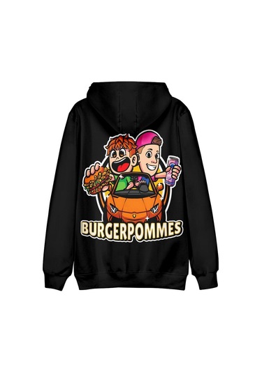 Burgerpommes Hayranları İçin 10 Renk Moda Icrimax Grafik Baskılı Sweatshirt Açık Hava Sporu Cosplay Kazaklar Kapşonlu Cosplay Kostümü Siyah