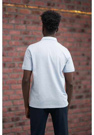 Advante Rahat Kesim Örme Dokumalı Cepli Polo Yaka T-shirt Mavi