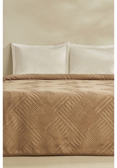 Karaca Home Rita Çift Kişilik Emboss Battaniye Açık Kahve