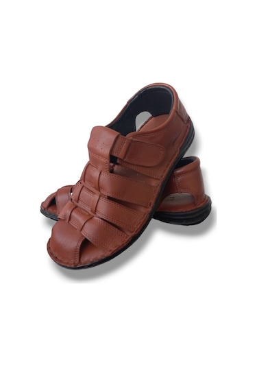 Growish Gr0168 Hakiki Deri Erkek Sandalet Kahverengi