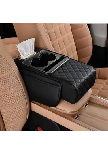 Xuweiwei Pure Black Multifonksiyonlu Araç Kolçak Yastığı Konsol Kapağı Ve Bardak Tutuculu