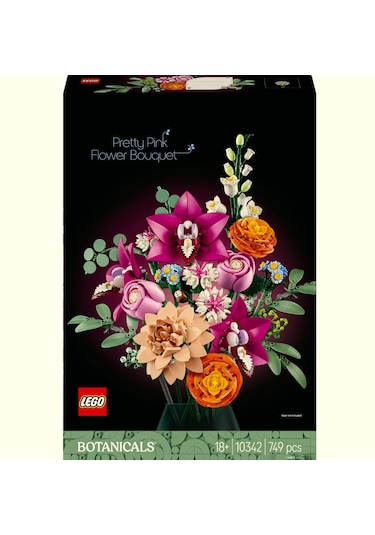 LEGO® Botanicals Pembe Çiçek Buketi 10342 - Yetişkinler için Dekoratif Çiçek Yapım Seti (749 Parça)