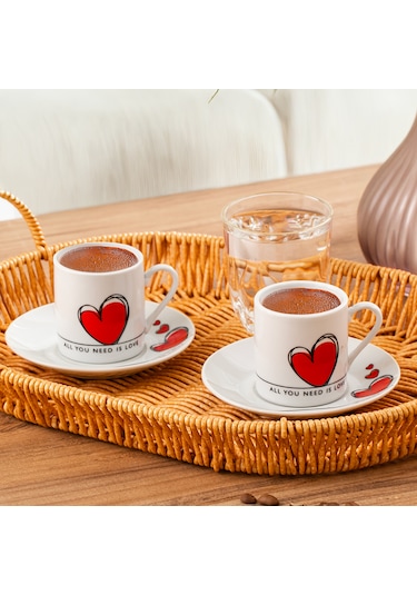 Porsima 04 Porselen 12 Parça Türk Kahve Fincan Takımı 90ml