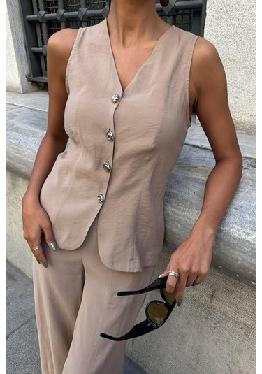 Arkası Bağcıklı Yelek Plazza Pantolon Modal Takım 10202-08 Vi Zon