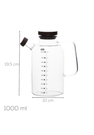 Porsima Lm-0108 Verra Kapaklı Borosilikat Cam Yağlık Sirkelik Yağdanlık 1000ml Şeffaf