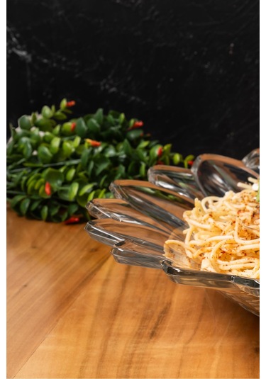 Mest Çiçek Model Cam Makarna Kasesi - Modern Ve Estetik Tasarım Çok Renkli