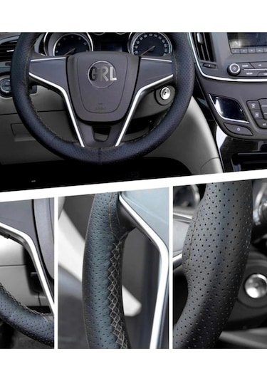 Hyundai I20 Uyumlu Dikmeli Direksiyon Kılıfı Noktalı Dikişli Siyah 38cm 10cm