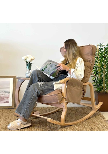 Reyo Santorini Sallanan Sandalye Dinlenme Ve Tv Koltuğu Kahverengi