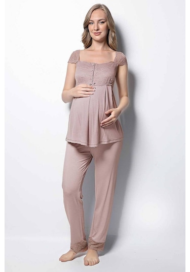 Monamise 18440 Hamile Lohusa Pijama Takım - Vizon