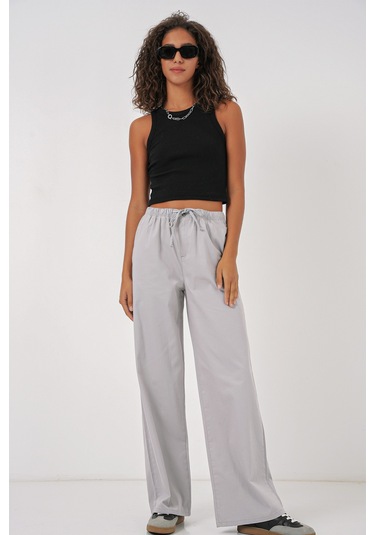 Bigdart 6690 Kadın Bol Paça Yüksek Bel Pantolon - Gri