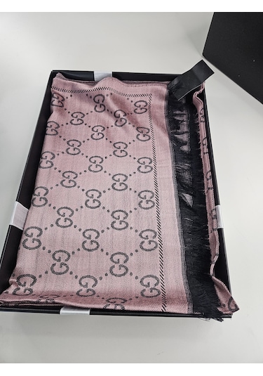 Miorel Scarfs G Desen Çift Taraflı Kaşmir İpek Şal 4 Mevsim Soft Pamuklu Şal Gül kurusu