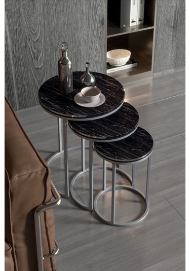 Zigon Sehpa C Lüx Çift Gümüş Bendir