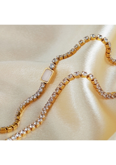 Sones Opk Gx2441 Kişiselleştirilmiş Paslanmaz Çelik Elmaslı Kolye Altın