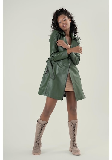 Rosana Yeşil Deri Mont 211611 001