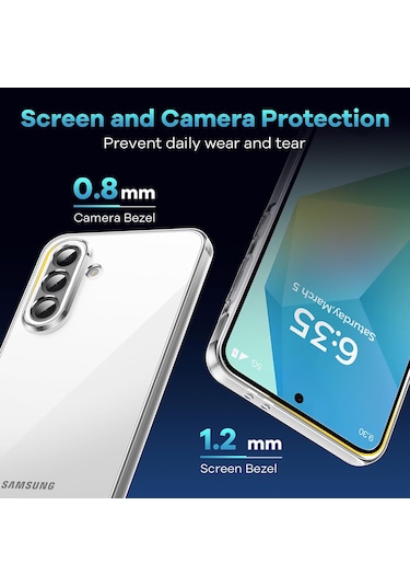 Samsung Galaxy Uyumlu A56 Kılıf Kamera Korumalı Şeffaf Silikon + Cam Set