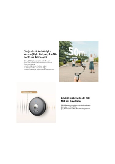 Boya Omic-d Wireless İkili Yaka Mikrofonu Siyah