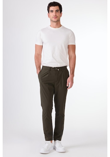 Dufy Pileli Jogger Pantolon Haki