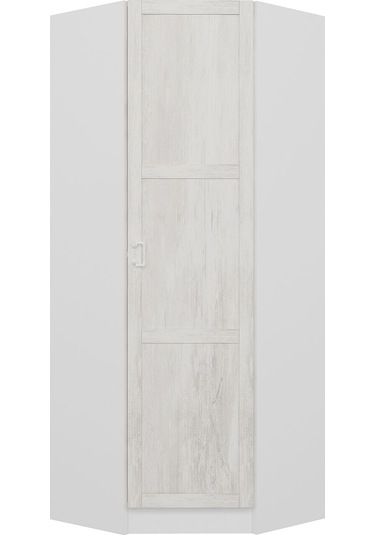 Kale Tek Kapaklı Köşe Zincir Dolap Eskitme Beyaz - 190cm Beyaz