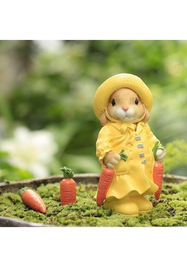 Homyl Tavşan Bahçe Heykeli Heykelcik Yard Dekor Çim 2-turp-ile