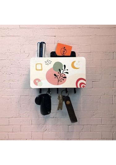 Dekoratif Geometrik Desenli Bölmeli Anahtarlık Duvar Askısı Diğer