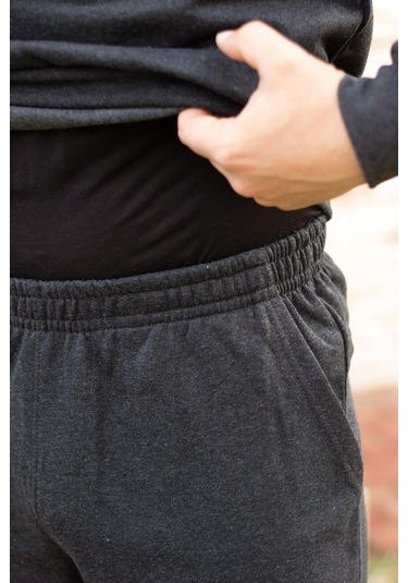 Antrasit Battal Büyük - Normal Beden Yarım Fermuarlı Erkek Eşofman Takımı 21eestyakt Antrasit