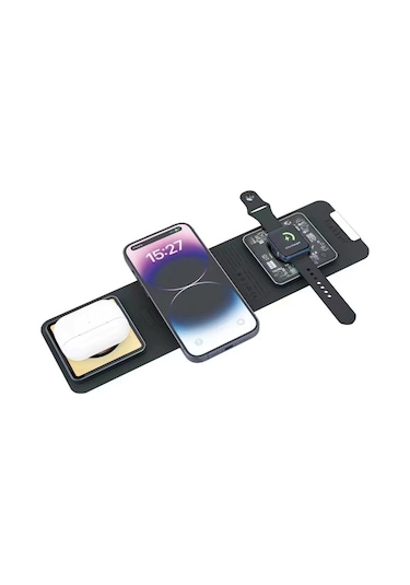 Earldom WC35 3 in1 15 W Magsafe Katlanabilir Masaüstü Kablosuz Şarj Standı