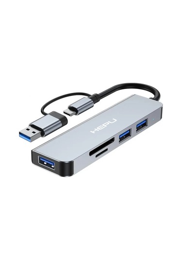 HEPU HP-B06 5in1 USB Type-C Girişli HUB Çoklayıcı Kart Okuyucu