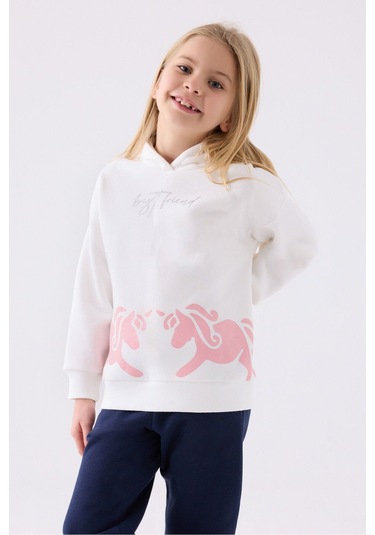 Kız Çocuk Eşofman Takımı Krem