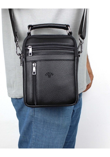 Erkek Omuz Askılı Çok Bölmeli El Ve Omuz Çantası Siyah