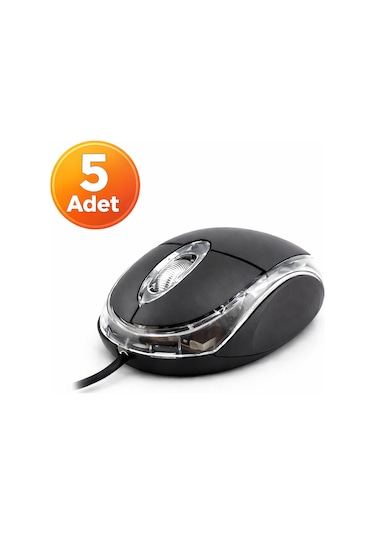 5 Adet - Koodmax Usb Optik Mouse 800 Dpı - Kablolu Maus - Işıklı W0015-n5-5adet