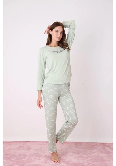 Pijamoni Kadın Milan Bisiklet Yaka Uzun Kol İnce Pijama Takımı 7600/33 - 1 Adet Yeşil Pijamoni Kadın Milan Bisiklet Yaka Uzun Kol İnce Pijama Takımı 7600/33 - 1 Adet Yeşil