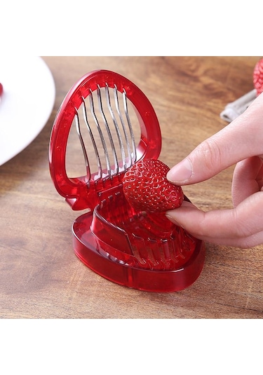 Çilek Dilimleme Kesici Çilek Tart Çilek Soyucu Meyve Yaprağı Kök Sökücü Salata Kek Yumurta Araçları Mutfak Aksesuarları Kırmızı