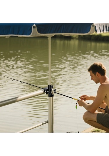 Chuangyinshop Siyah Ağır Hizmet Açık Hava Şemsiye Kelepçesi - Aletsiz Kurulum, Ayarlanabilir Yükseklik Siyah