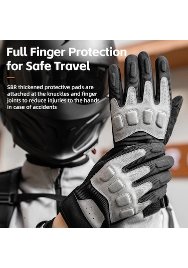 Rockbros Mt016 1 Çift Açık Bisiklet Koruma Eldiveni Dokunmatik Ekran Tam Parmak Eldiven - Siyah M