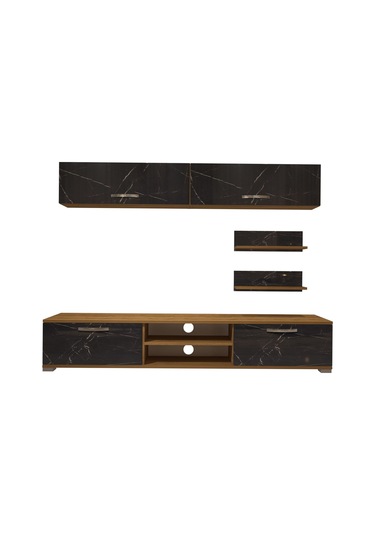 Decoraktiv Eko 5 Mdf Dvd Tv Ünitesi Tv Sehpası Pera - Siyah Mermer