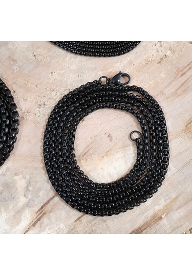 Chavin 60 Cm. Uzun Siyah 3 Mm. Erkek Çelik Zincir Dt37 (478258188)
