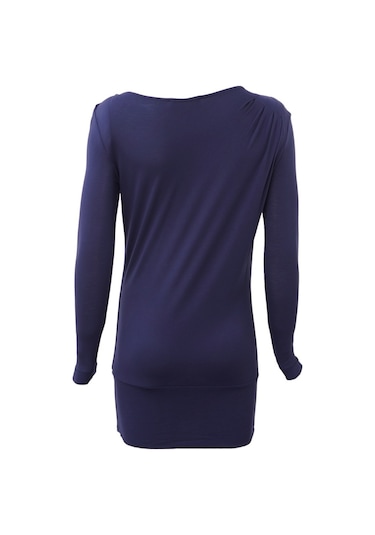 Bulalgiy Kadın Lacivert Geniş Yaka Bluz - Bga013141