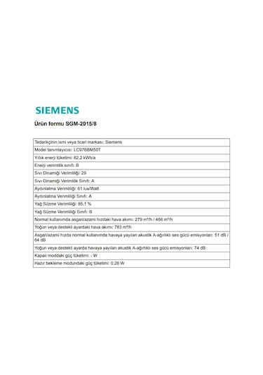 Siemens LC97BBM50T 90 CM Duvar Tipi Davlumbaz