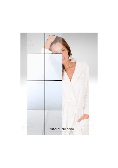 Durul Duşakabin Kare Siyah Çizgi Ortası Buzlu Siyah