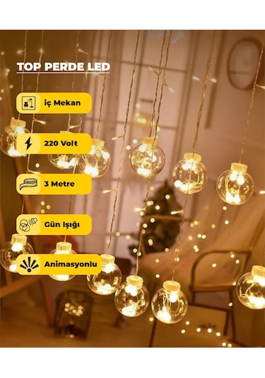 Top Perde Dekoratif Led - 3 Metre - Animasyonlu 5 METRE