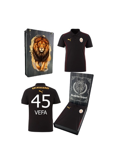 Galatasaray Lisanslı A-takım Uv Kutulu Kişiye Özel Polo Yaka Siyah T-shirt SIYAH