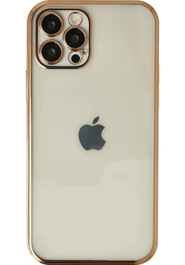 Durukar Apple Uyumlu iPhone 12 Pro Max Kılıf Lensli Silikon - Gold