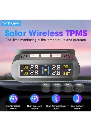 Boatshop1 Ynf Solar Kablosuz Lastik Basınç Monitörü Siyah 4 Sensörlü Gerçek Zamanlı Ekran Suv Mpv Sedan Gm 2025
