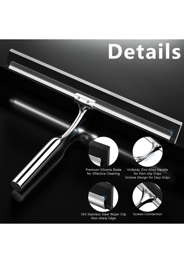 Tenfowee Fitfirst Çok Amaçlı Silikon Pencere Ve Duş Squeegee, 10 İnç Cam Sileceği, 3m Yapışkanlı Kancalı Diğer
