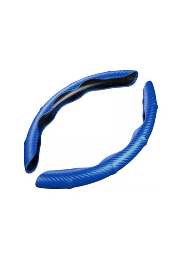 Kaymaz Direksiyon Simidi Yükseltici Kılıfı Karbon Fiber Araba Direksiyon Simidi Tutacakları Kılıfı Mavi