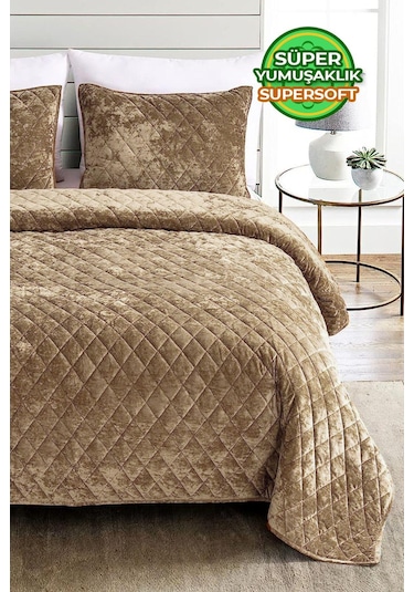 Evlen Home Kapitone Kadife Yatak Örtüsü Seti Tek Kişilik Supersoft Yumuşak Elyaf Dolgulu 2 Parça