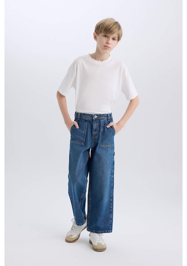 DeFacto Erkek Çocuk Wide Leg Jean Pantolon D3598A825SPNM28