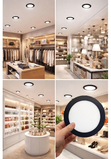 Şahnet 12w Slim Led Panel Spot Sıva Altı Downlight - Siyah Kasa 3000k Sarı Gömme Tavan Lambası