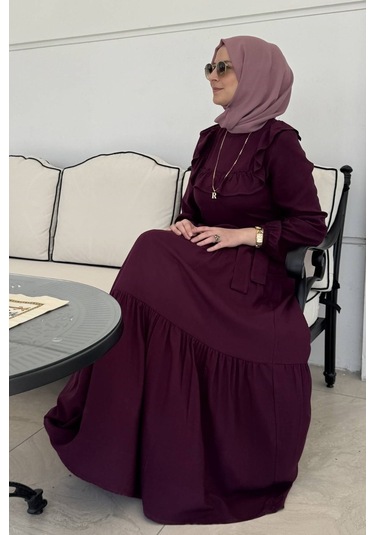 Rabia Şamlı Bade Elbise Vişne Normal